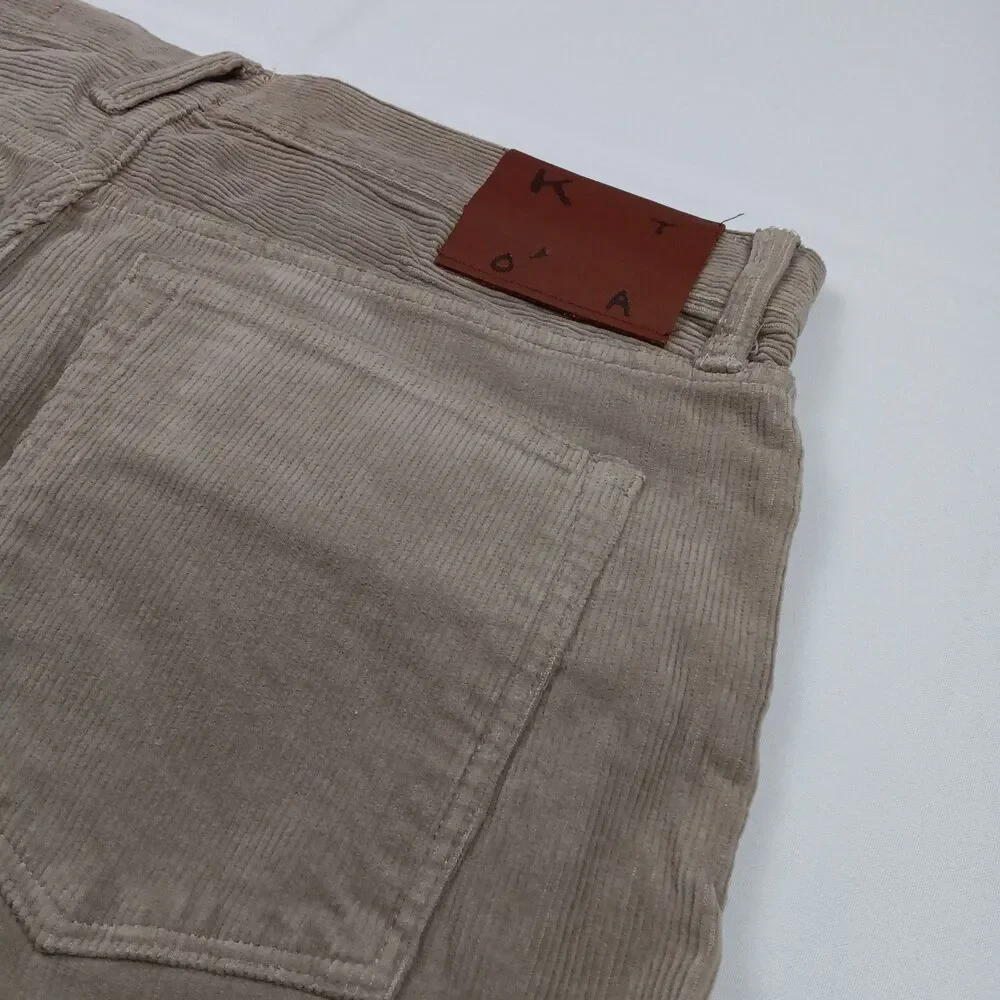 KATO Hiroshi Kato Mens 34 The Pen Slim Fit Corduroy 5 Pocket Pants Light Gray...